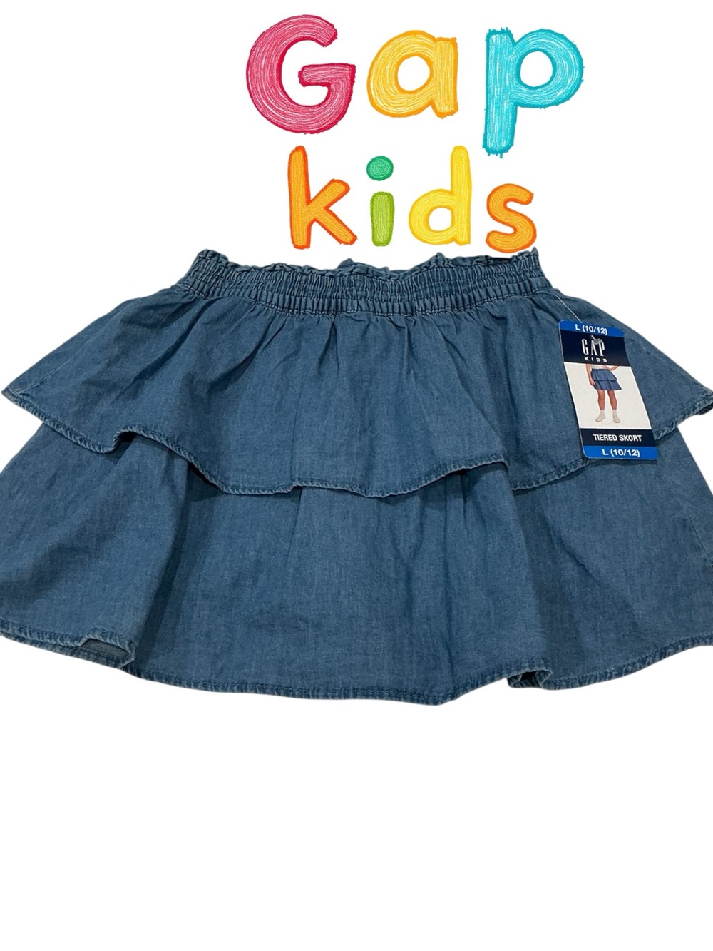 GAP Kids Denim Tiered Skort - Blue size 10-12